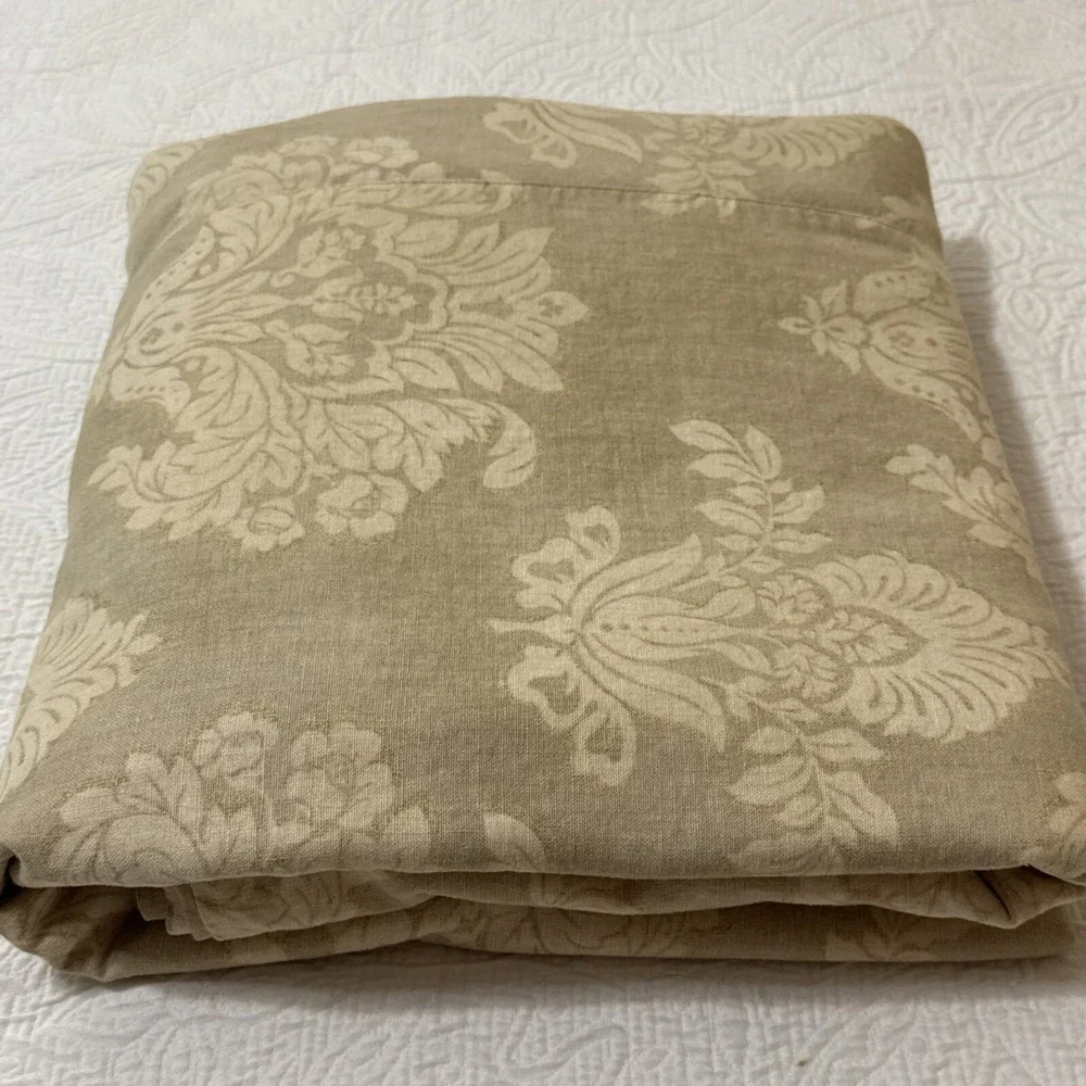 Pottery Barn Queen Full Jacquard Medallion Linen Blend Duvet Cover Neutral Chic